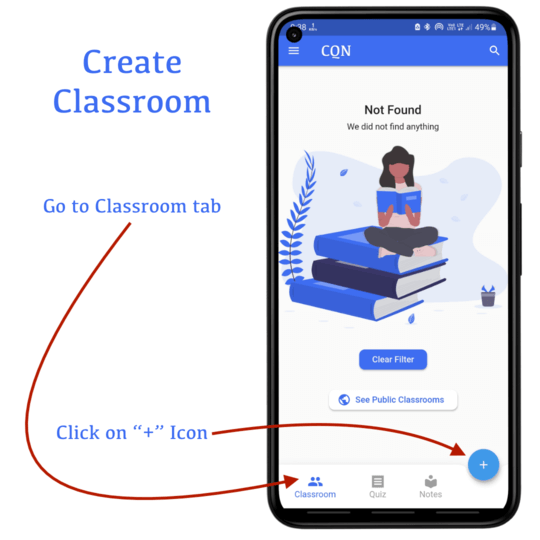 Open Add classroom page | CQN - Classroom Quiz Notes application