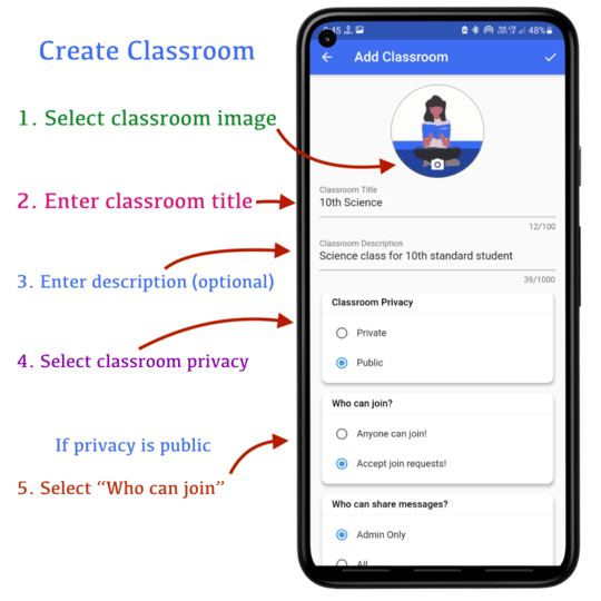 How to enter details while creating classroom | CQN - Classroom Quiz Notes application