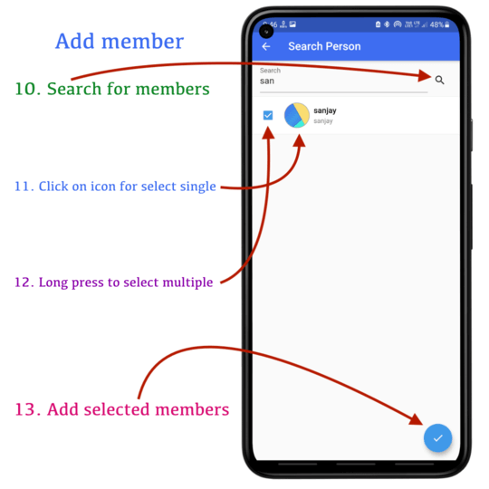 Add members to you classroom | CQN - Classroom Quiz Notes application