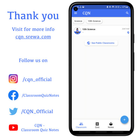 Thank you | CQN - Classroom Quiz Notes application