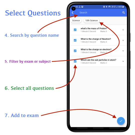 How to add questions in exam | CQN - Classroom Quiz Notes application