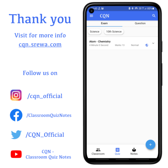 Thank you | CQN - Classroom Quiz Notes application