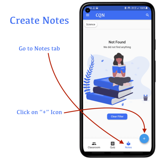 Open Add notes page | CQN - Classroom Quiz Notes application