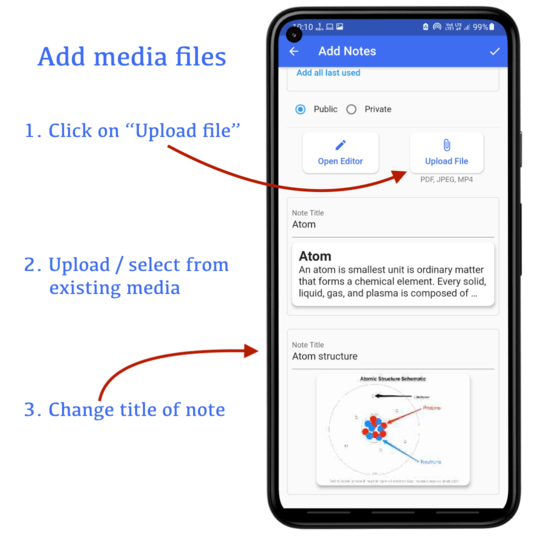 How to upload and manager single note media | CQN - Classroom Quiz Notes application