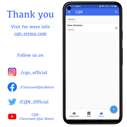 Thank you | CQN - Classroom Quiz Notes application