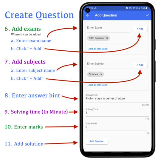 How to add answer hint, solving time, marks | CQN - Classroom Quiz Notes application