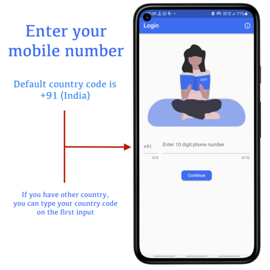 Enter country code | CQN - Classroom Quiz Notes application