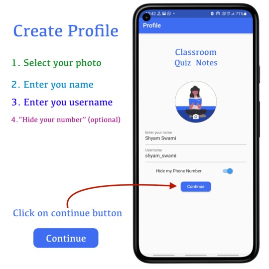 Save your profile | CQN - Classroom Quiz Notes application