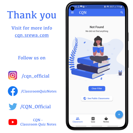 Thank you | CQN - Classroom Quiz Notes application