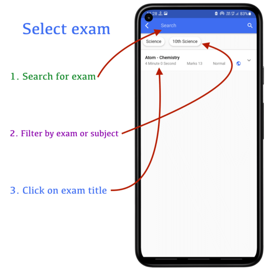 How to select exam to schedule an exam / quiz | CQN - Classroom Quiz Notes application