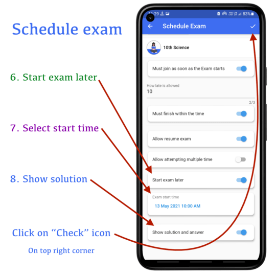 Schedule your exam | CQN - Classroom Quiz Notes application